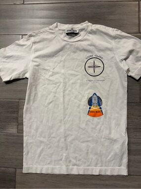 Stone Island Kids White Short Sleeve Graphic Crewneck Tee